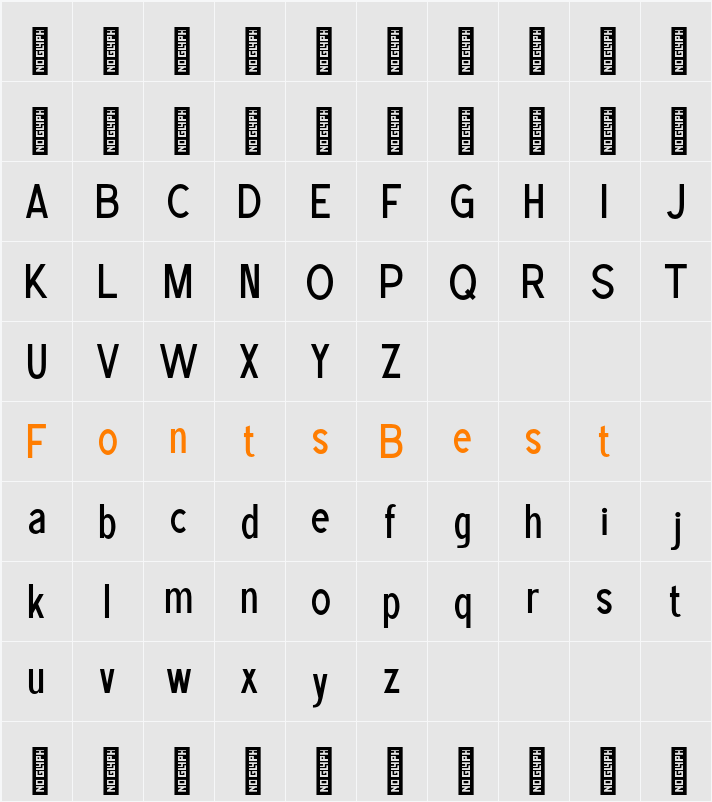 Brade Demo Font Character Map