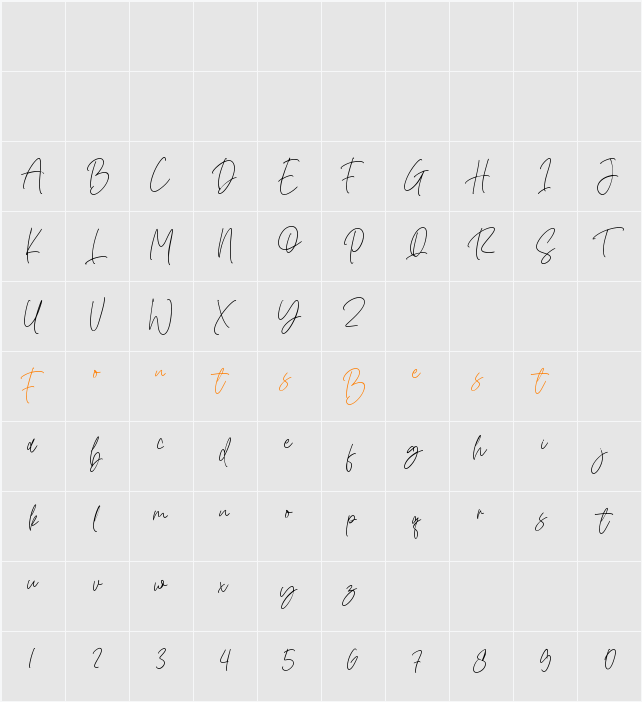 Romatine Signature Character Map