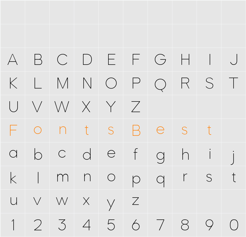 Romela Variable Thin Character Map