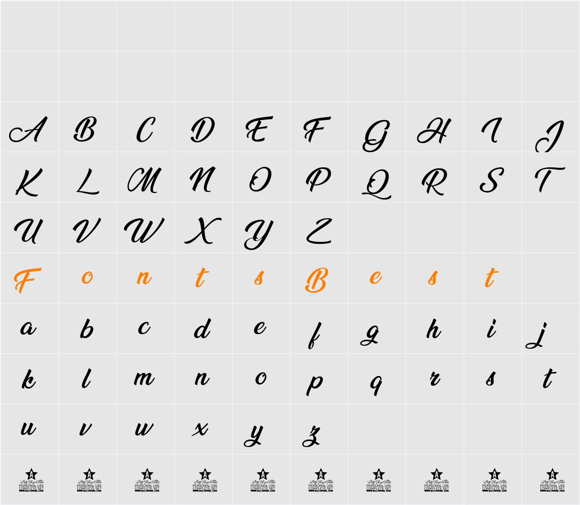 Ananda Black Personal Use Character Map