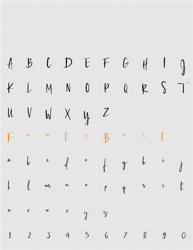 Badeta Character Map