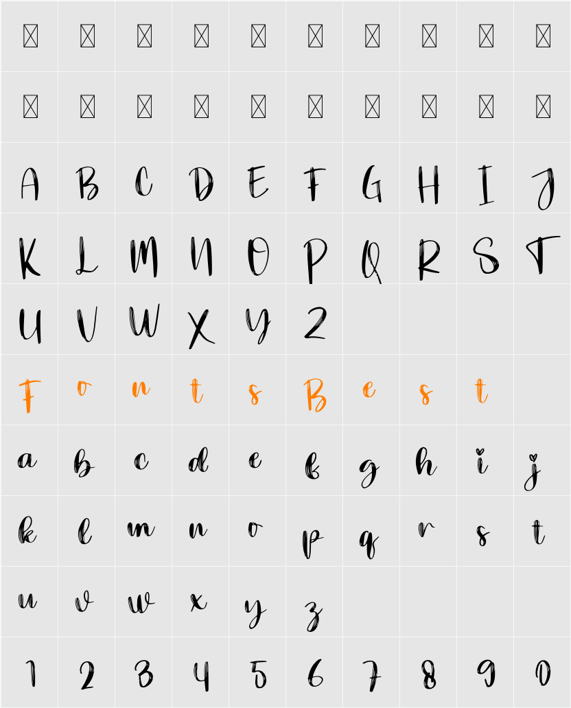 Thick Brush Character Map