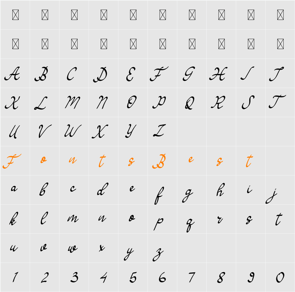 Alvanesa Character Map