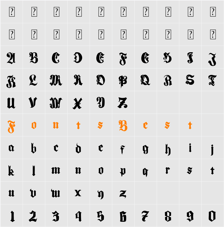 Luminados Fraktur Character Map