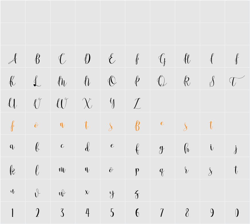 Anastasia script demo Character Map
