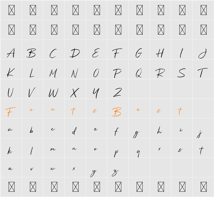 Renotis Brush Character Map