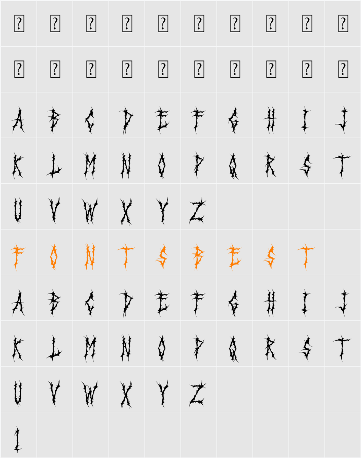 Black Dread Character Map