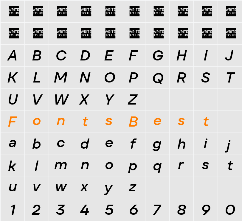 TT Firs Text Trial Medium Character Map