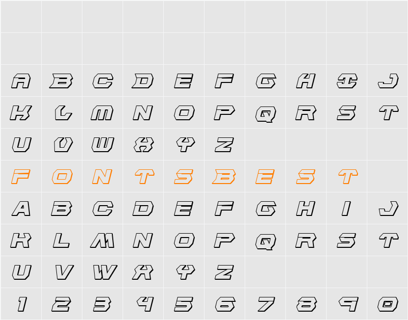 New Cyborg 3D Italic Character Map