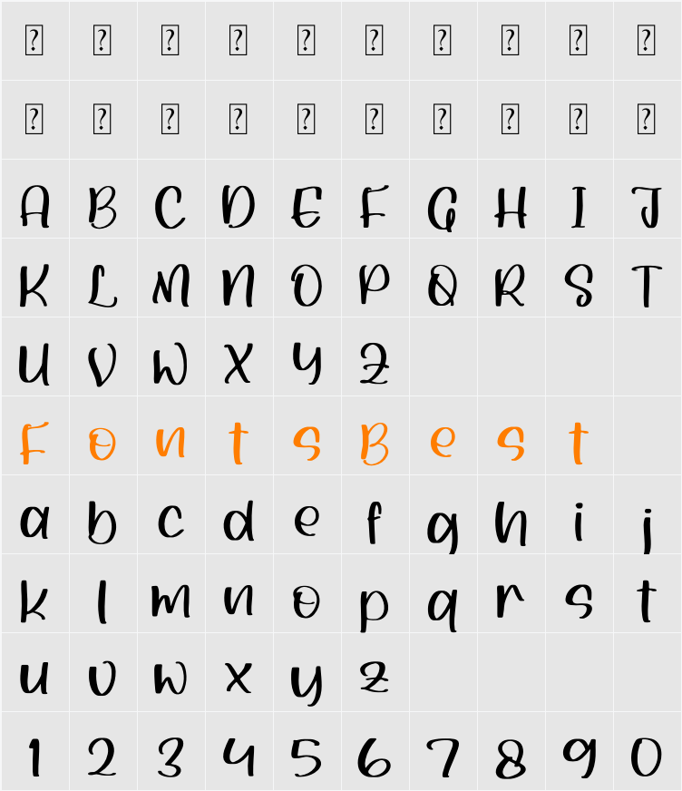 Skymate Character Map