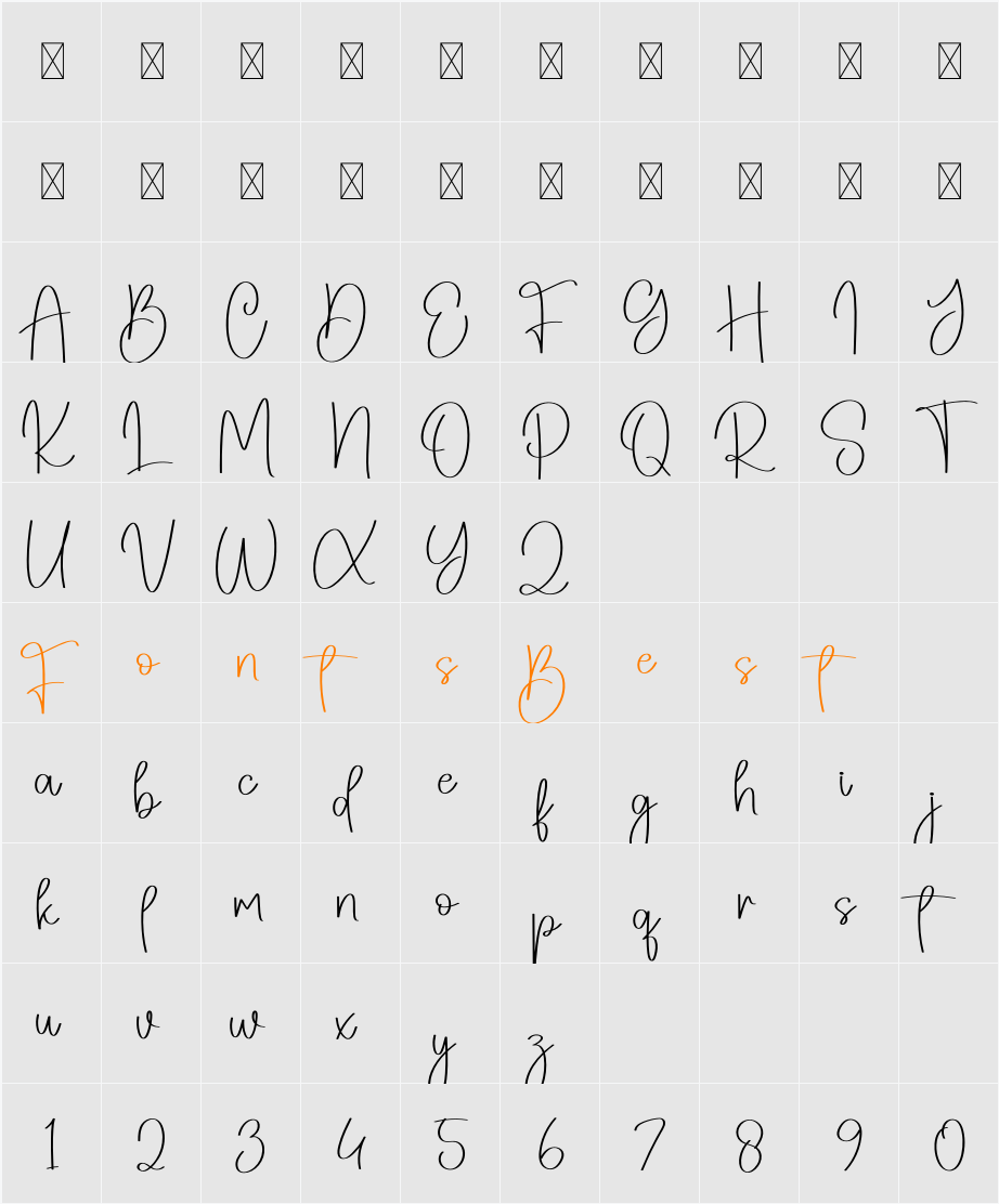 Diarynotes Character Map
