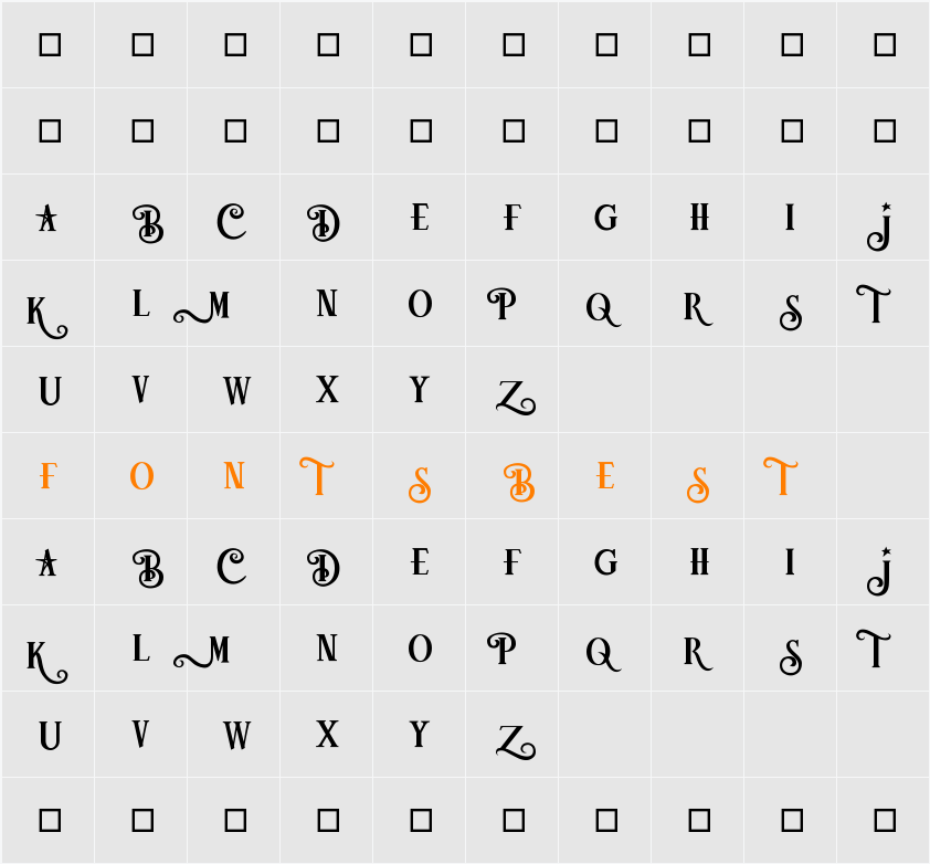 Blitzendemo Character Map