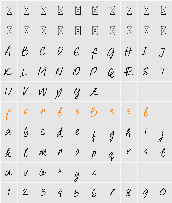 Sweet Note Character Map