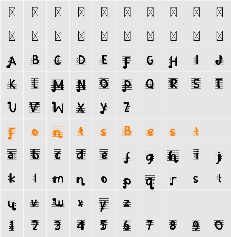 Music Note Five Character Map