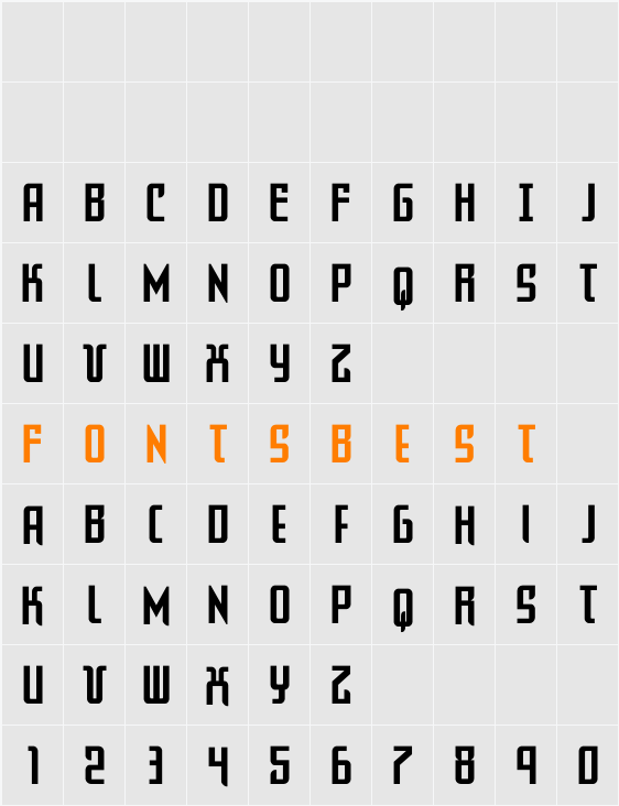 Warriatron Condensed Straight Character Map