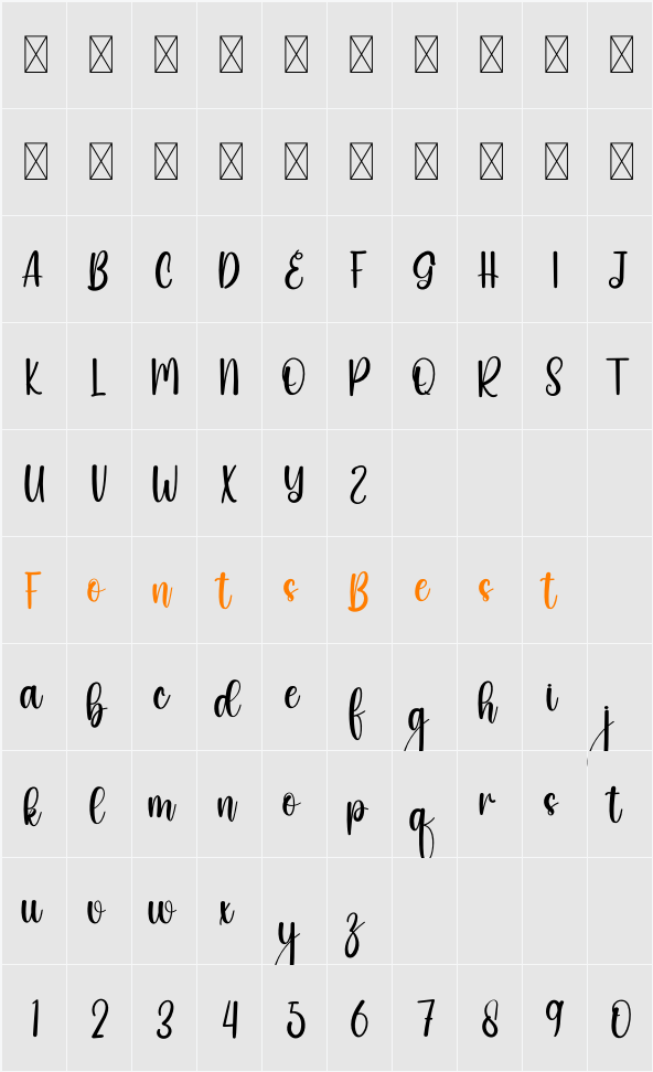 Shimbi Character Map