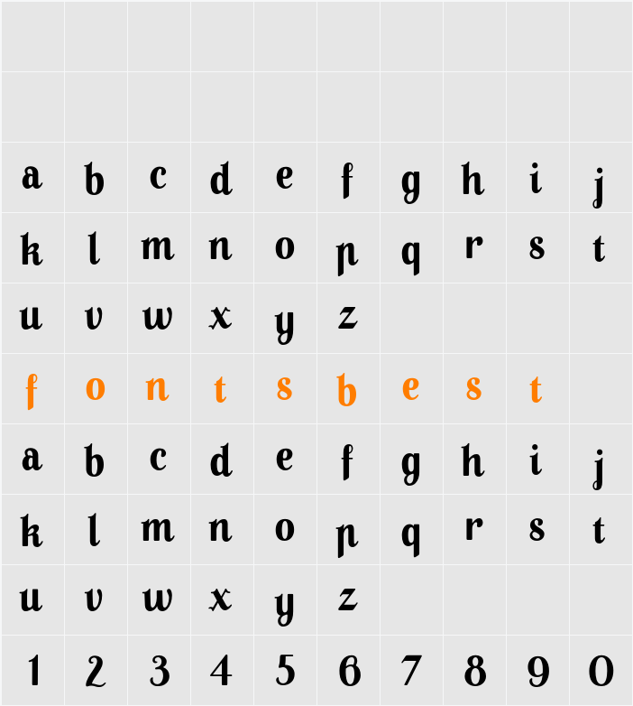 A Pompadour Display Sample Character Map