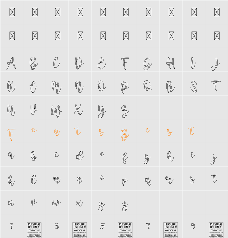 Water Splash Outline Character Map