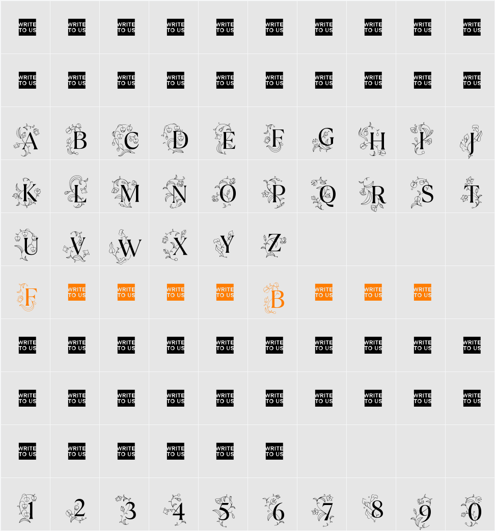 TT Ramillas Initials Trl Character Map