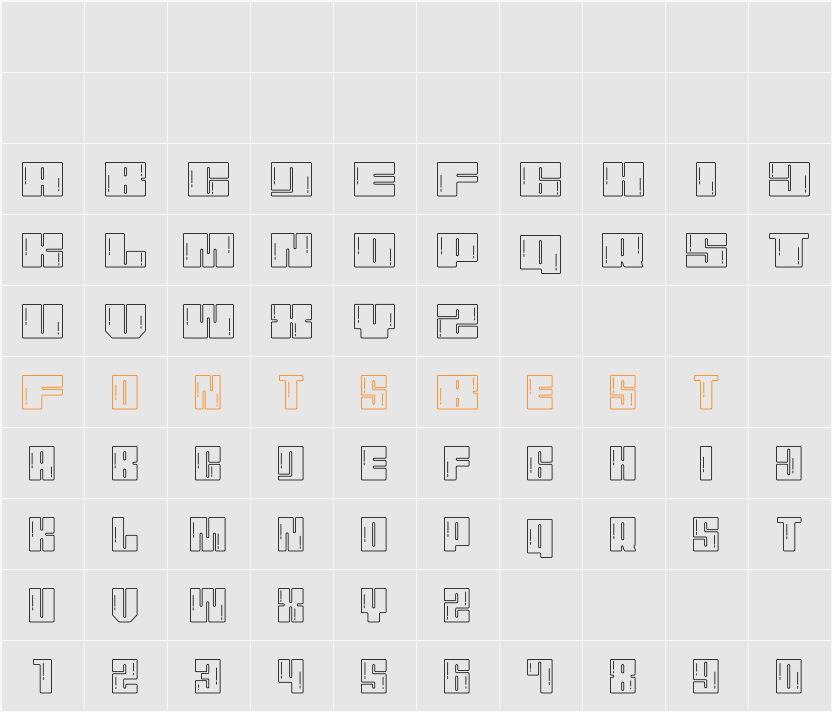 Monssla Outline Character Map