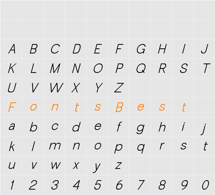 Garute Oblique Character Map