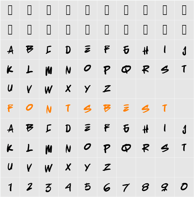 BIGHUGE Character Map