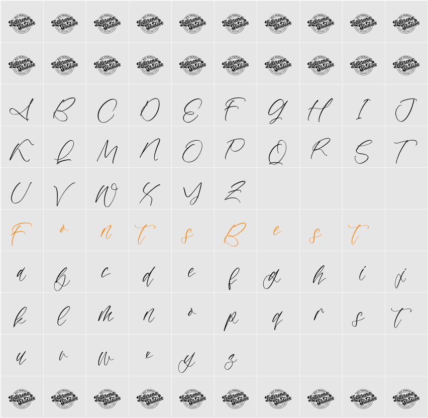 Jasmine Angeloni Italic DEMO VE Character Map