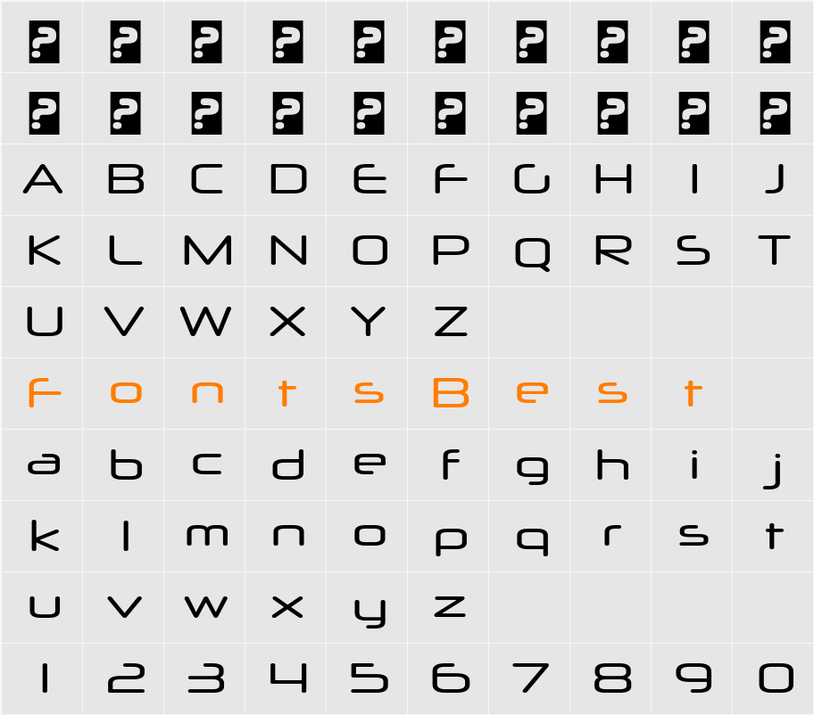 Neuropol X Character Map