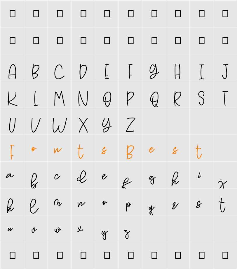 Hettany Bomance Personal Use Only Character Map
