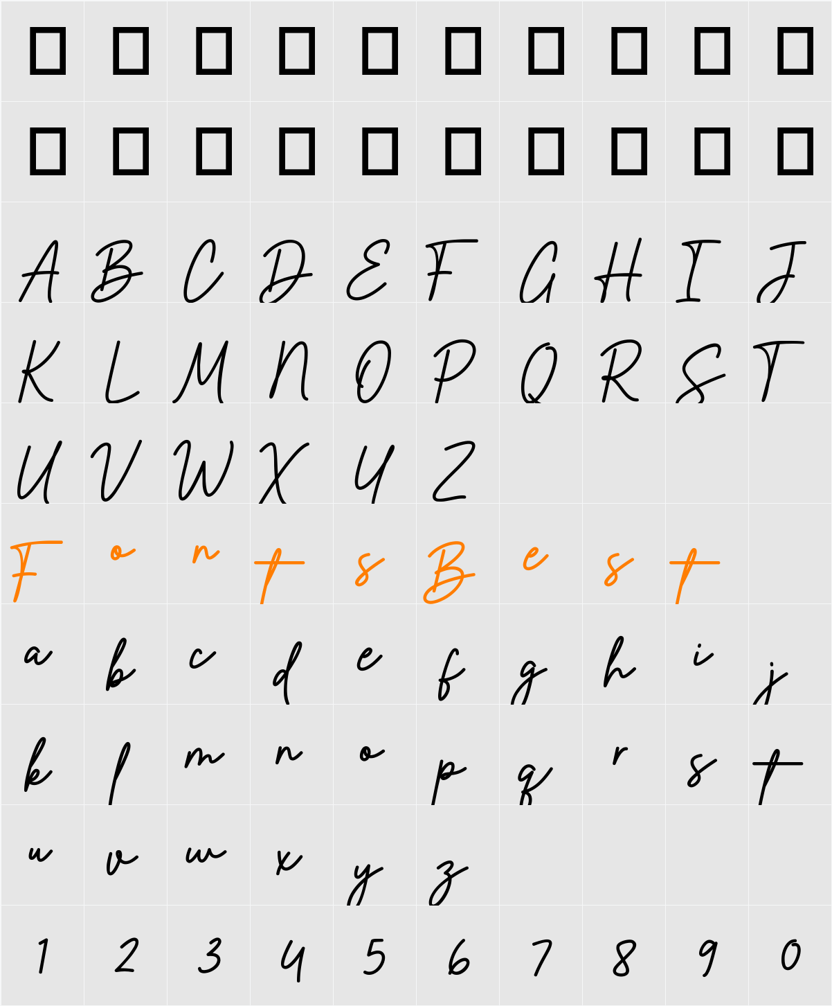 Billie Signature DEMO! DEMO! Character Map
