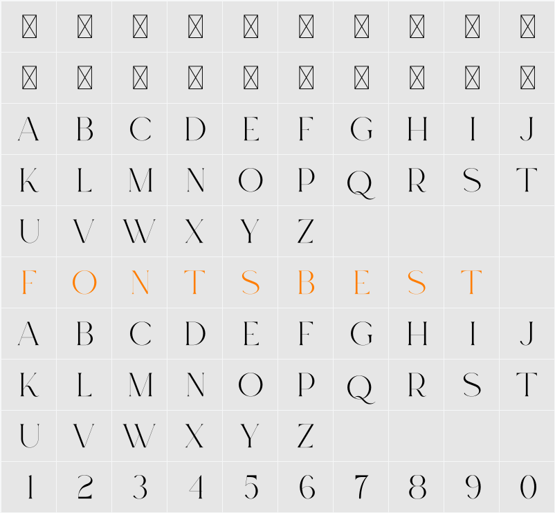 Moon Type Free Demo Character Map