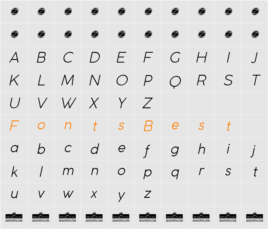 Coco Gothic Light Character Map