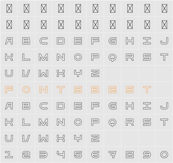 Bold Brick Seven Character Map