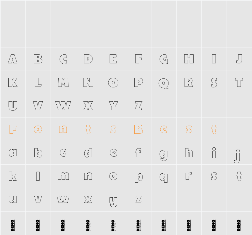 Noelty DEMO Outline Character Map