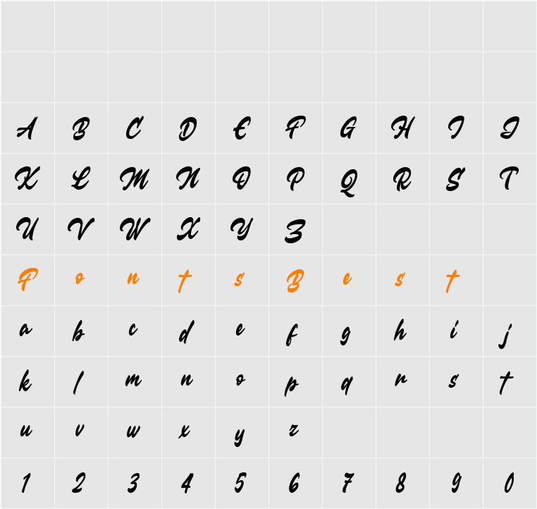 Dark Brush Character Map