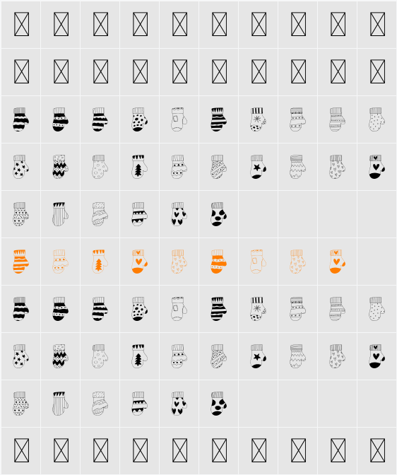 Christmast Gloves Character Map