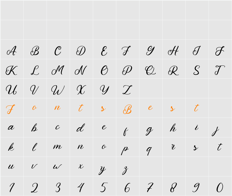 Queshia Script Character Map