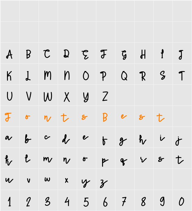Liquid Emerald Character Map