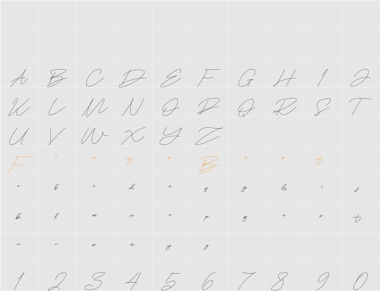 Bregoria Signature Character Map