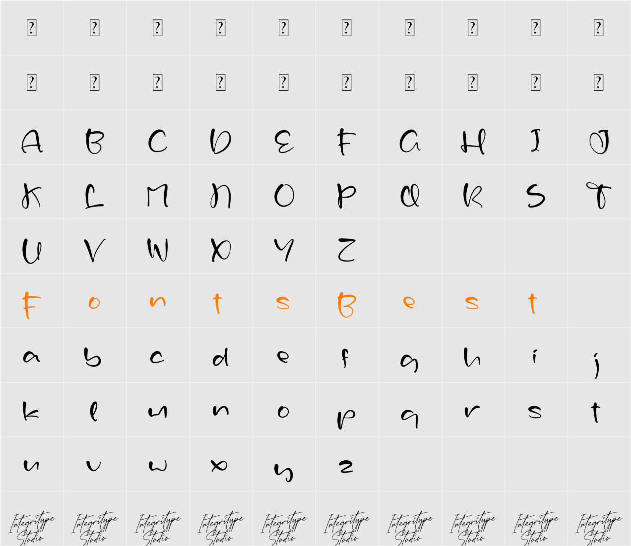 Felixstar DEMO VERSION Character Map