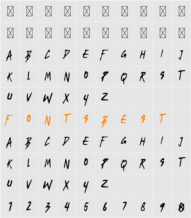 Write Bebas Character Map