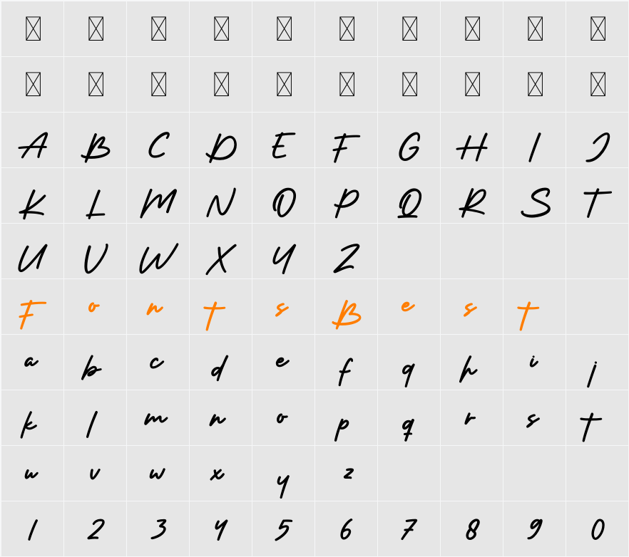 Bohemy Character Map