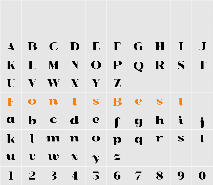 Kingkey Neue Demo Black Character Map