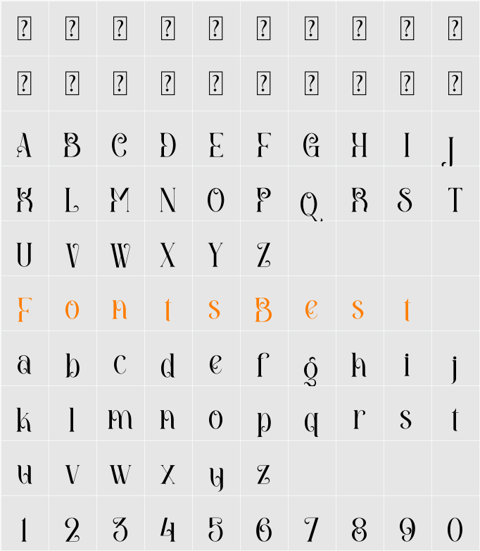 Amegap Character Map