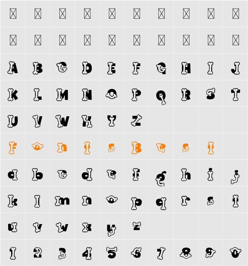 Bark Type Bone Character Map