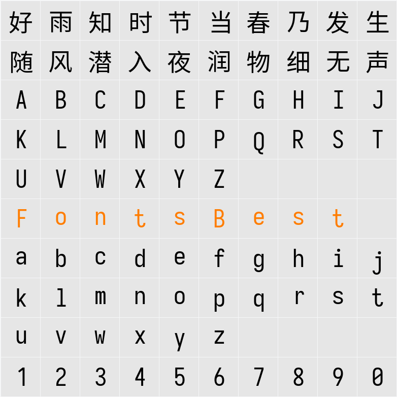 等距更纱黑体 SC Character Map
