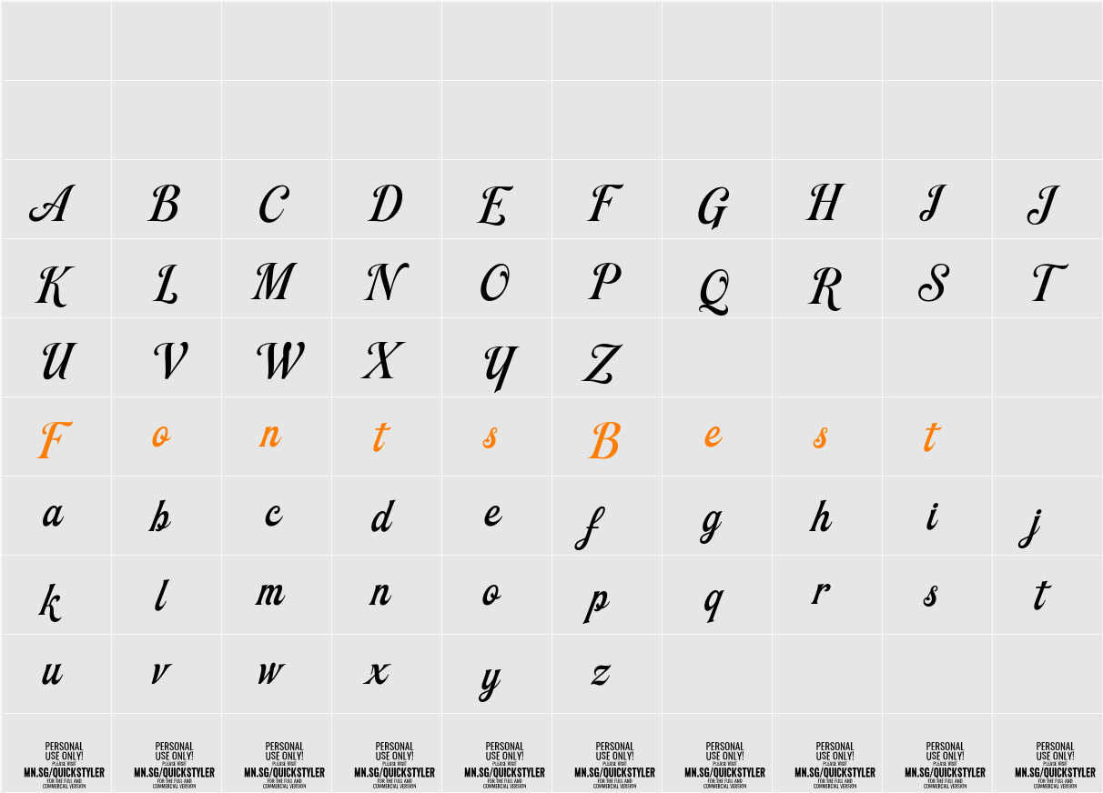 Quickstyler PERSONAL USE ONLY Character Map