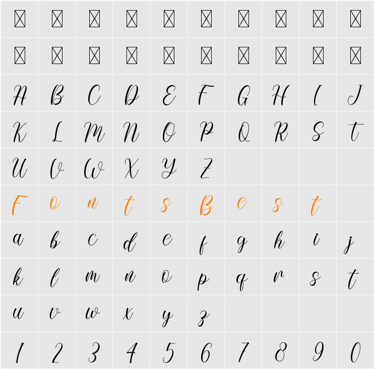 Verlin Character Map