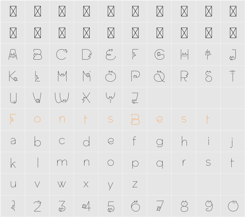 Oriental Cats Light Character Map