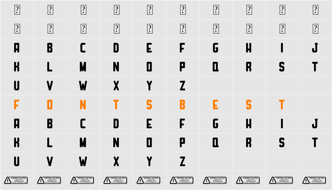 Cheerfull PERSONAL USE ONLY! Character Map